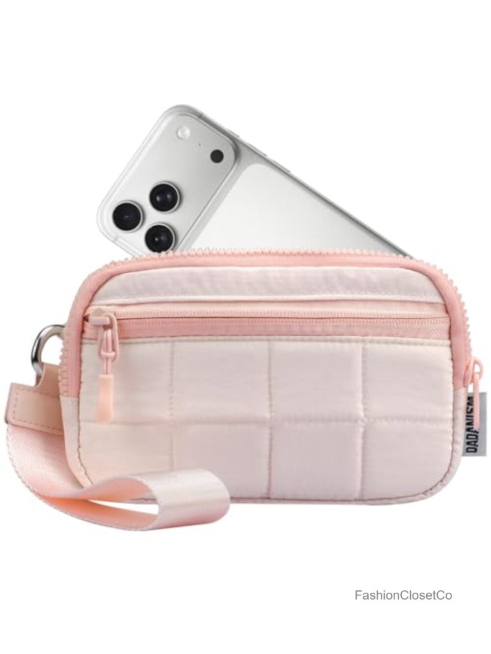Quilted RFID Blocking Wristlet Wallet with Detachable Strap & 3 Zipper Pockets, - Picture 1 of 6